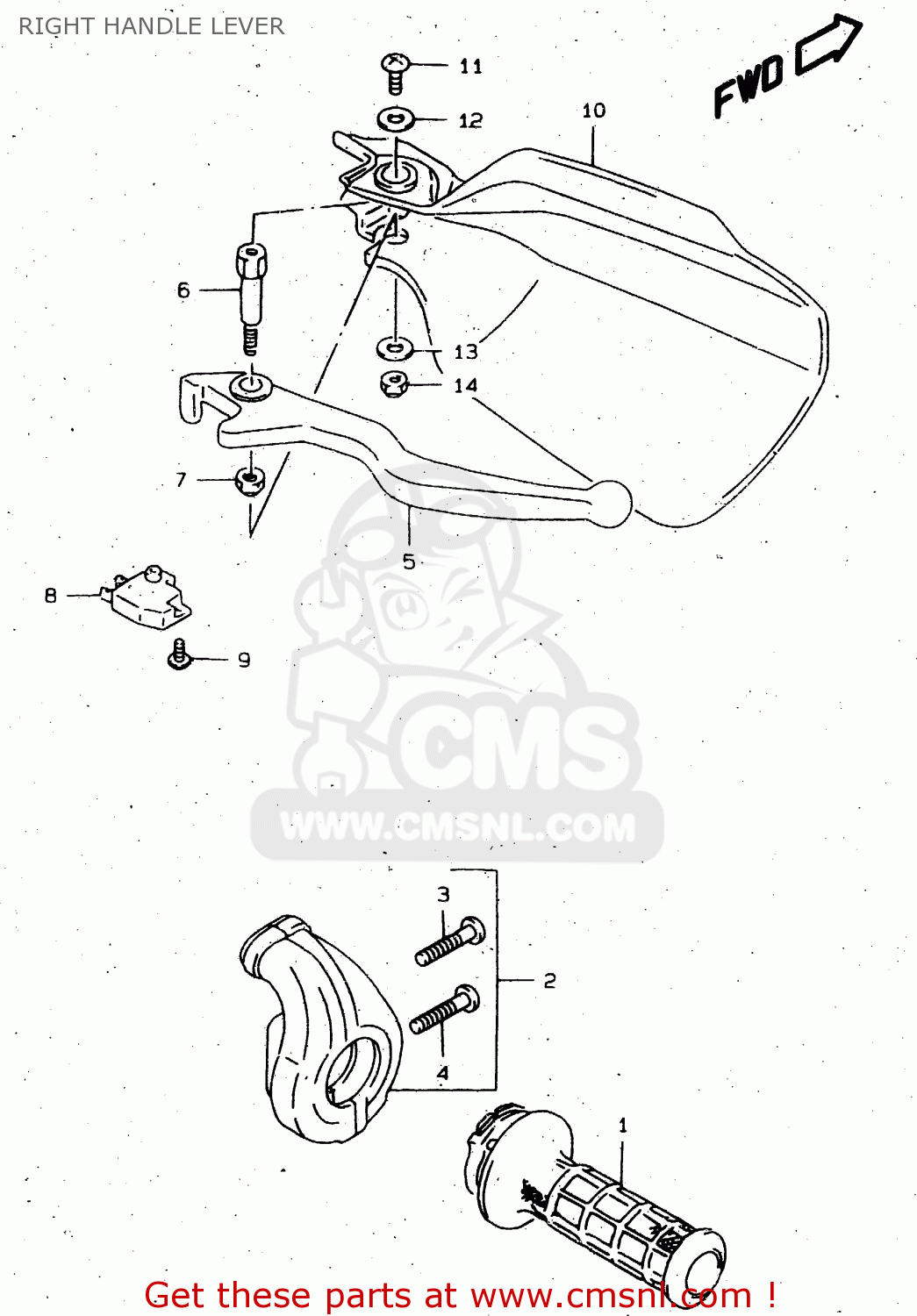 RIGHT HANDLE LEVER DR650SE 1997 (V) (E02 E04 E17 E18 E22 E24 E34)
