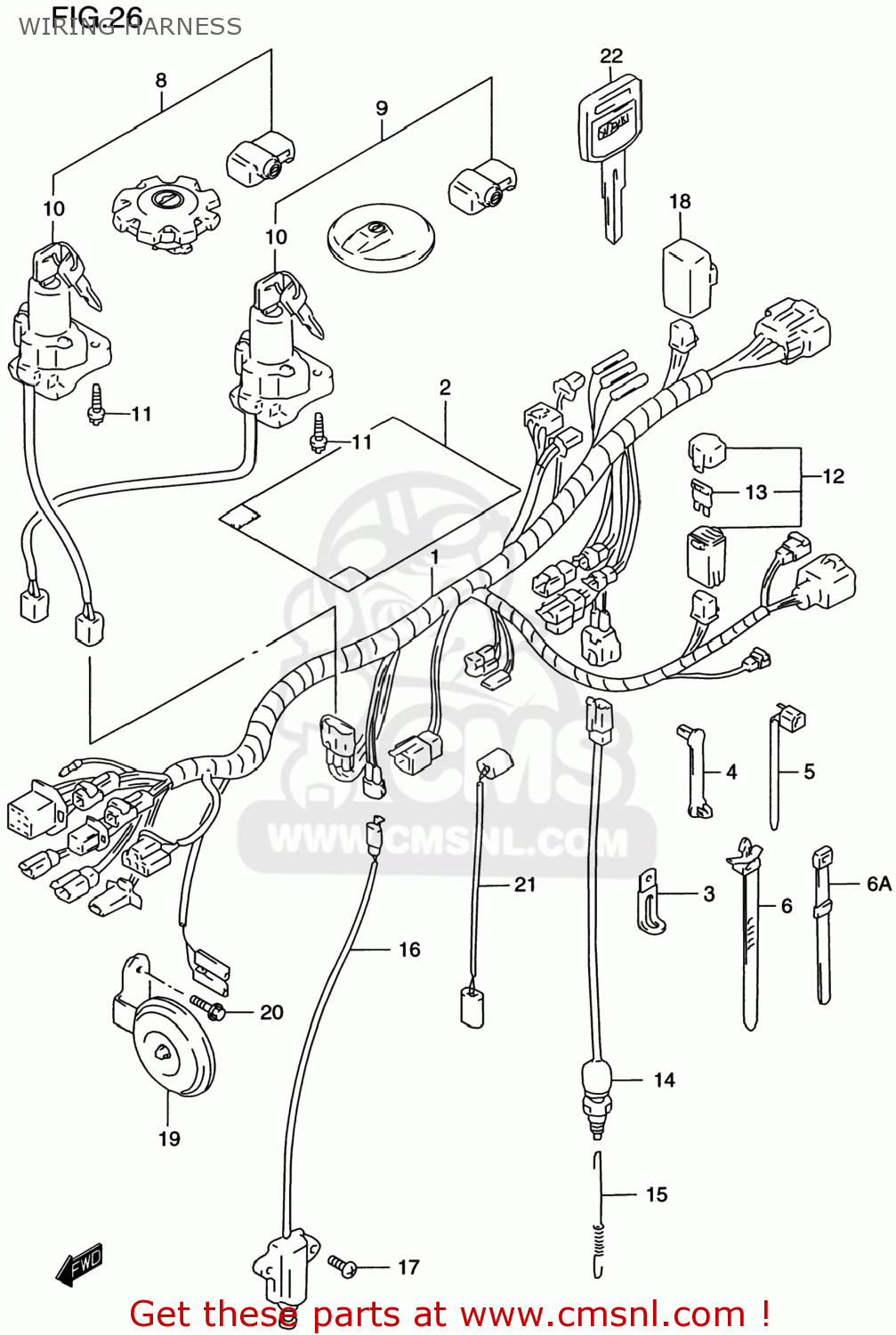 WIRING HARNESS DR650SE 1997 (V) USA (E03)