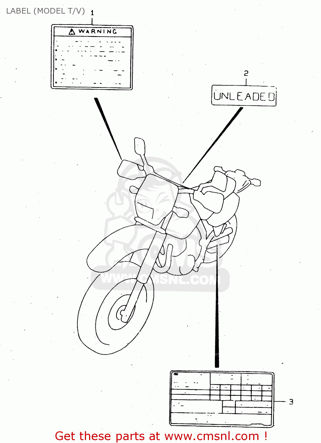 LABEL (MODEL T/V) DR650SE 1999 (X) (E02 E04 E17 E18 E22 E24 E34) P37