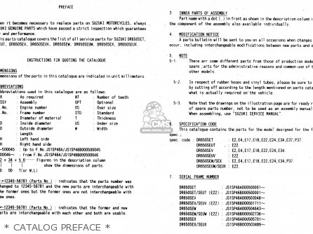* CATALOG PREFACE * - DR650SE 1999 (X) (E02 E04 E17 E18 E22 E24 E34) P37