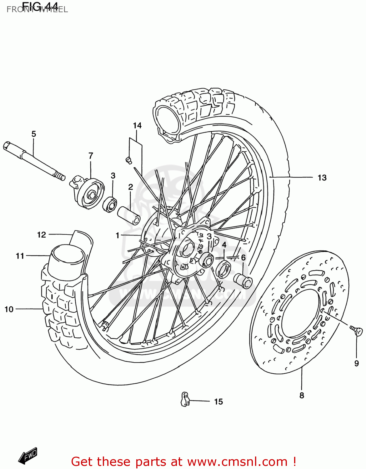 FRONT WHEEL DR650SE 1999 (X) USA (E03)