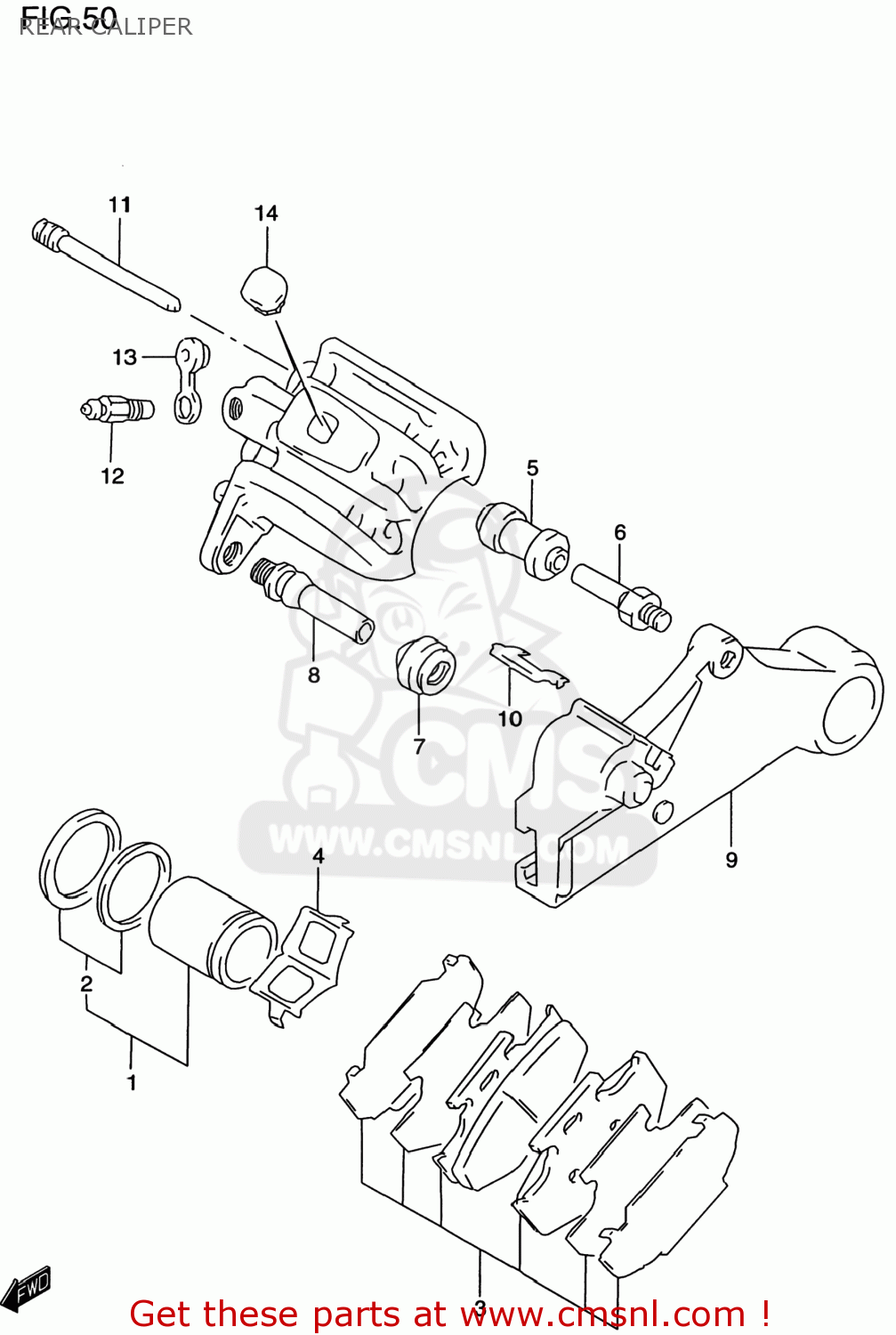 REAR CALIPER DR650SE 1999 (X) USA (E03)