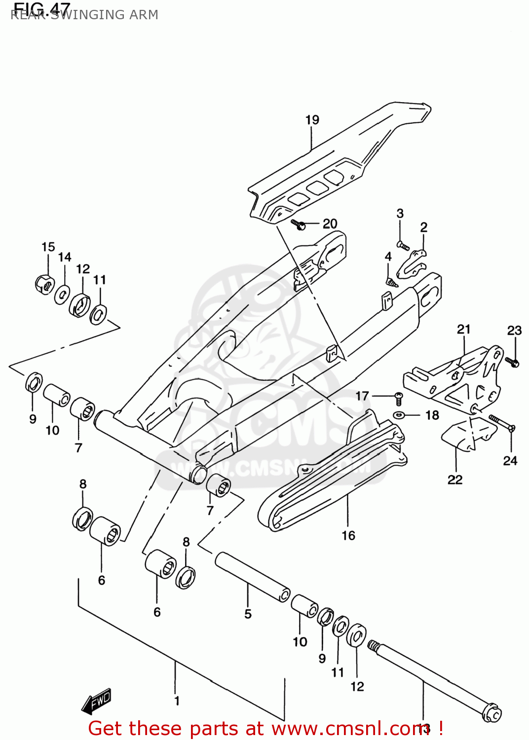 REAR SWINGING ARM DR650SE 2000 (Y) USA (E03)