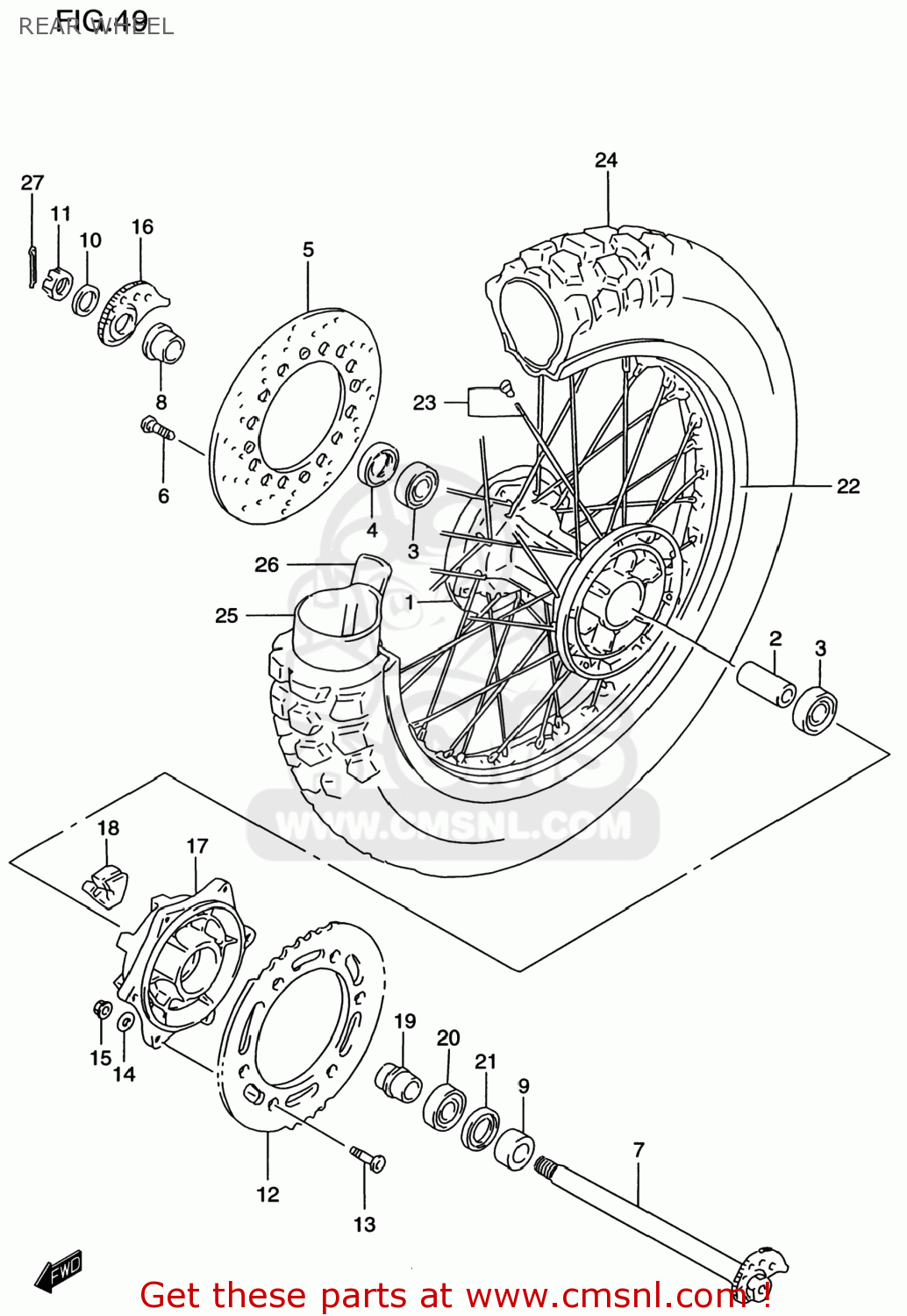 REAR WHEEL DR650SE 2000 (Y) USA (E03)