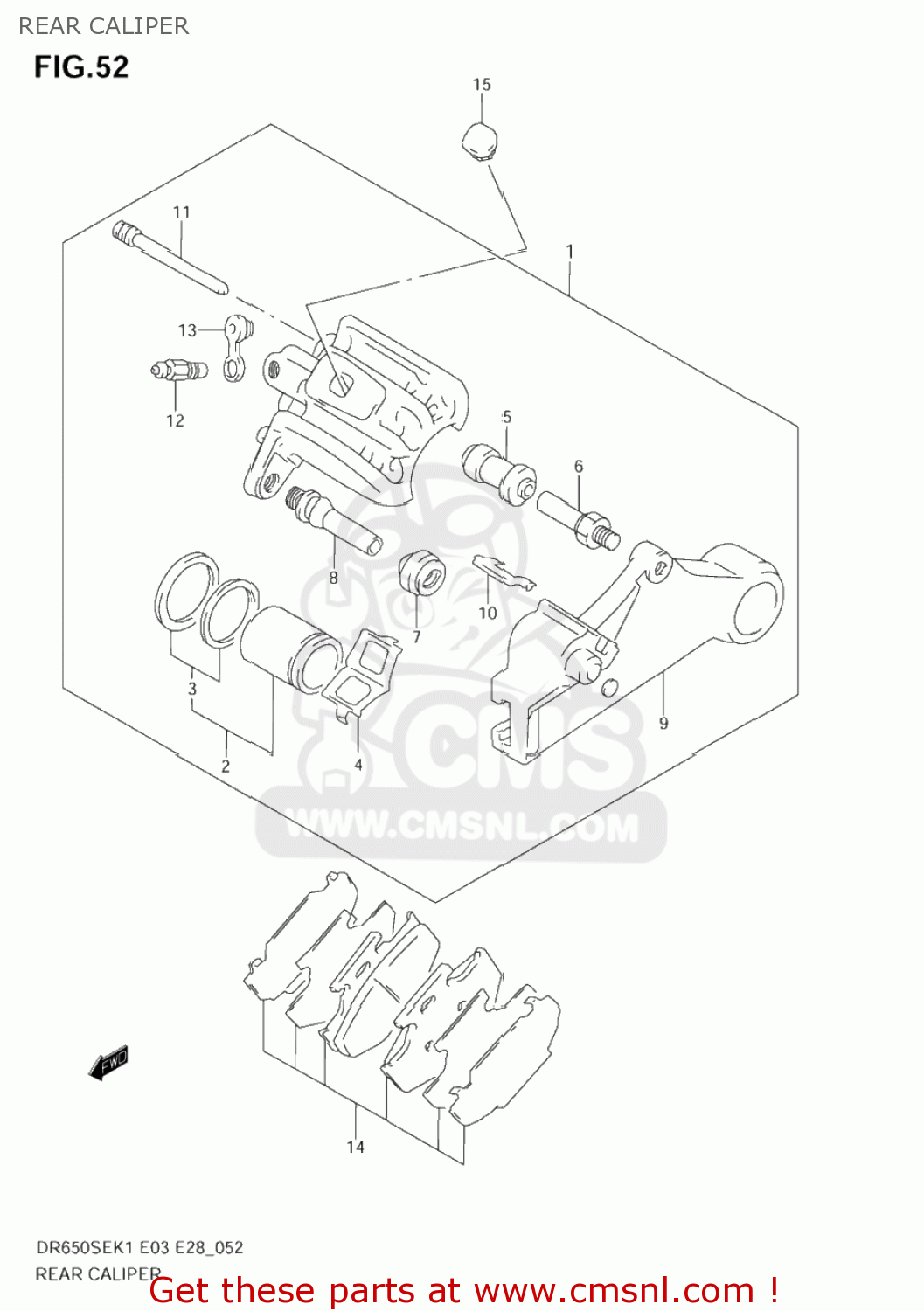 REAR CALIPER DR650SE 2001 (K1) USA (E03)