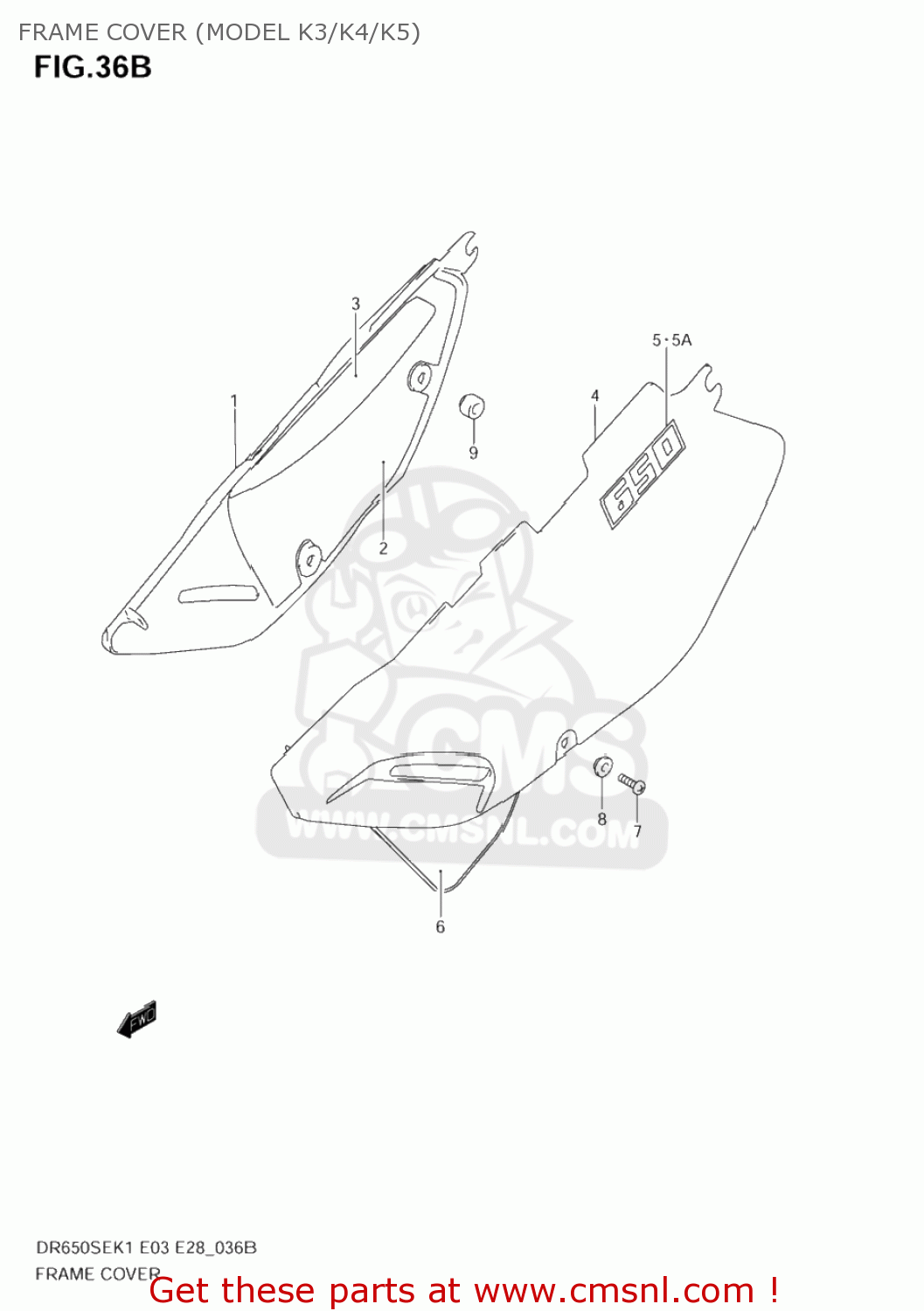 FRAME COVER (MODEL K3/K4/K5) DR650SE 2003 (K3) USA (E03)
