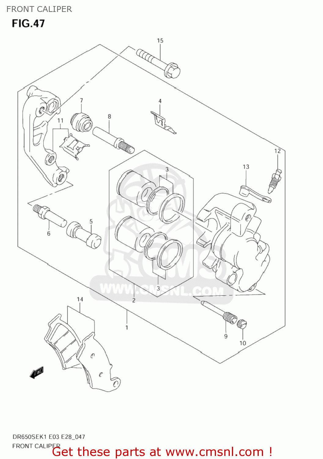 FRONT CALIPER DR650SE 2003 (K3) USA (E03)