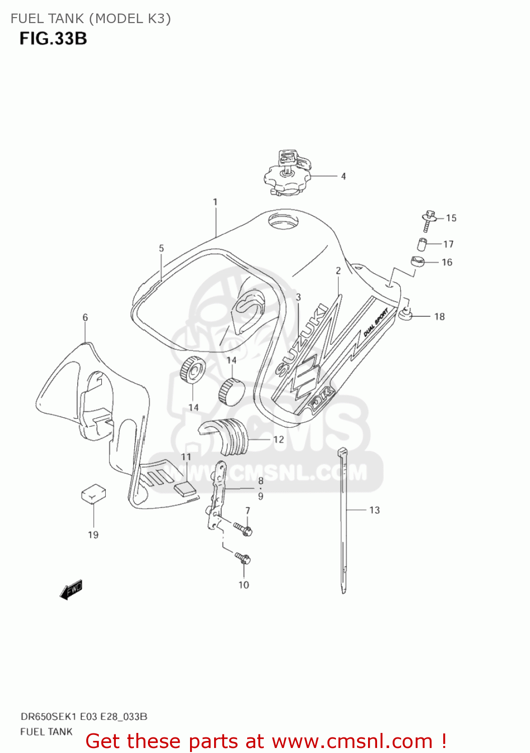 FUEL TANK (MODEL K3) DR650SE 2004 (K4) USA (E03)