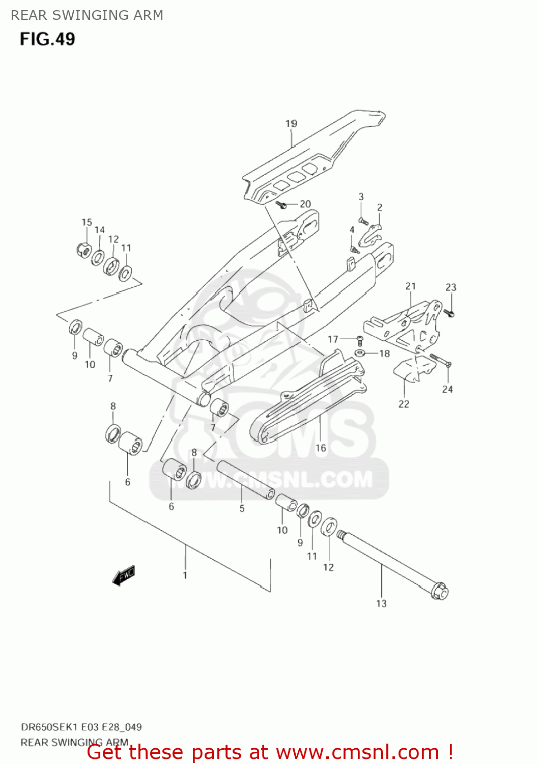 REAR SWINGING ARM DR650SE 2004 (K4) USA (E03)