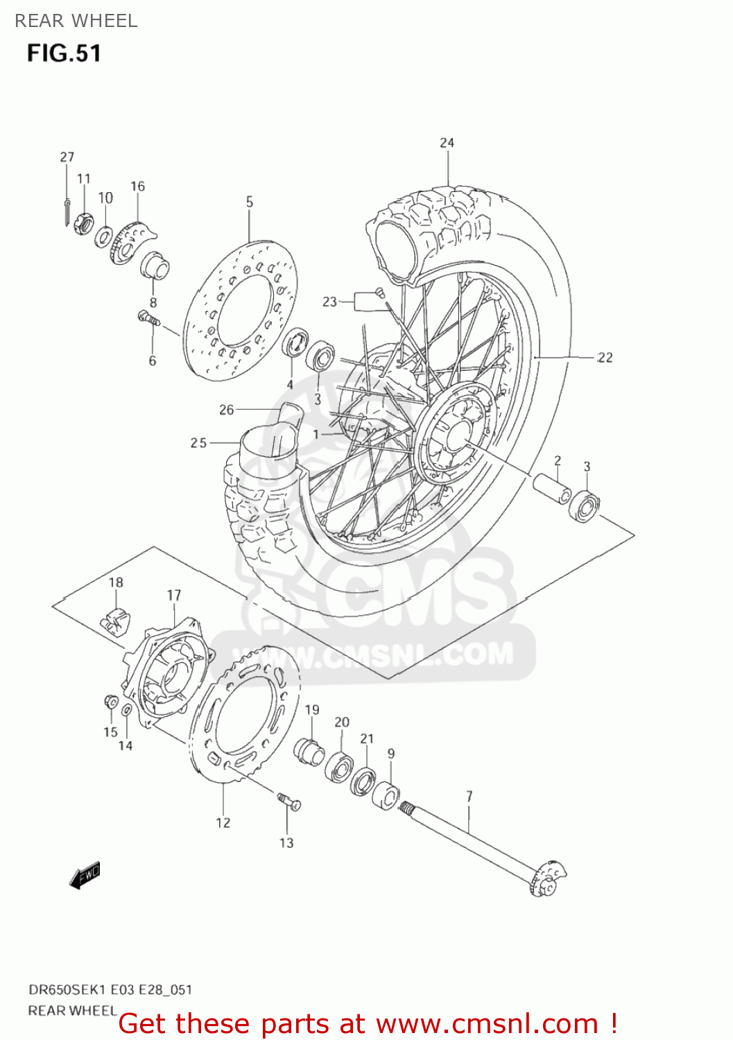 REAR WHEEL DR650SE 2004 (K4) USA (E03)