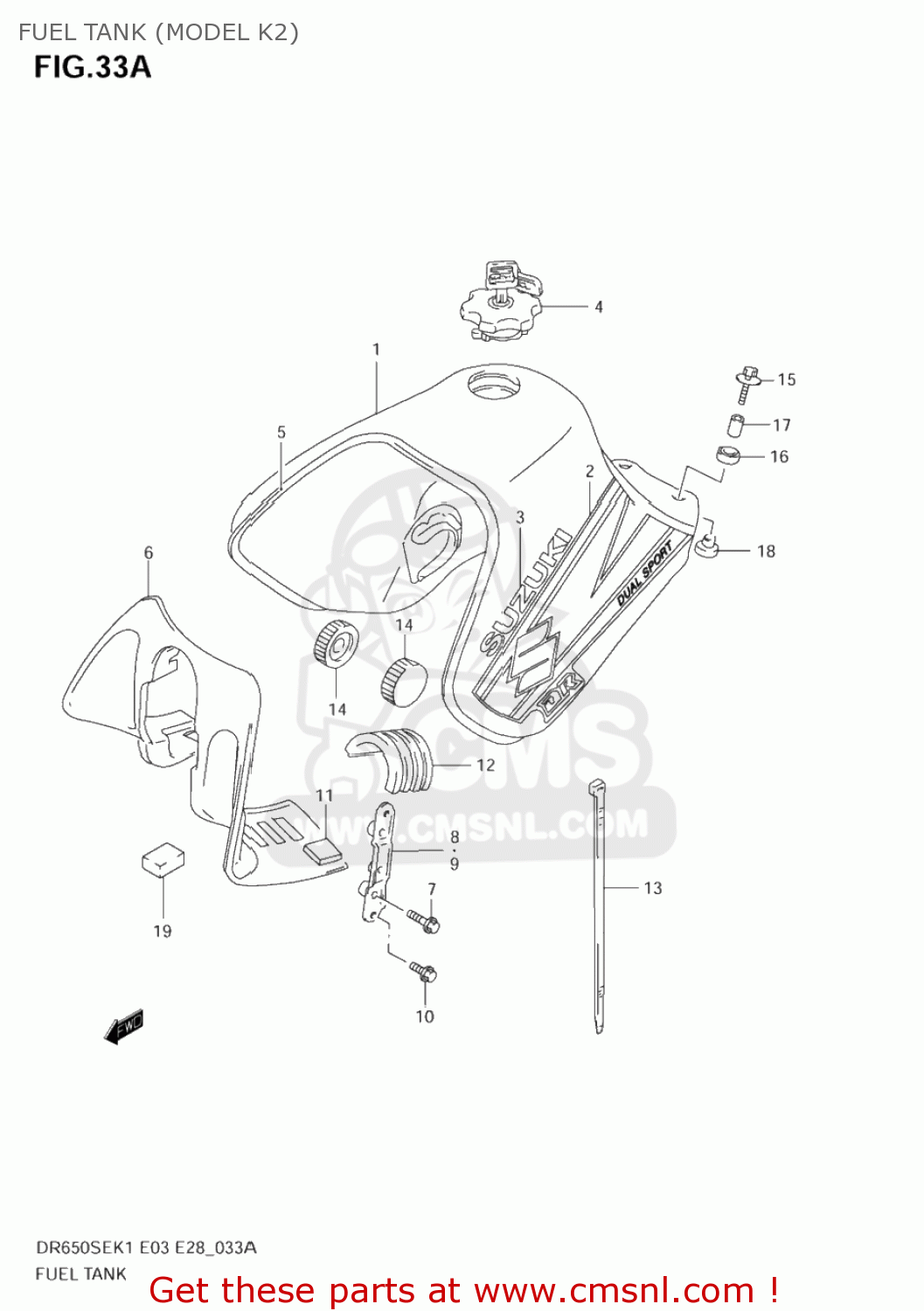 FUEL TANK (MODEL K2) DR650SE 2005 (K5) USA (E03)