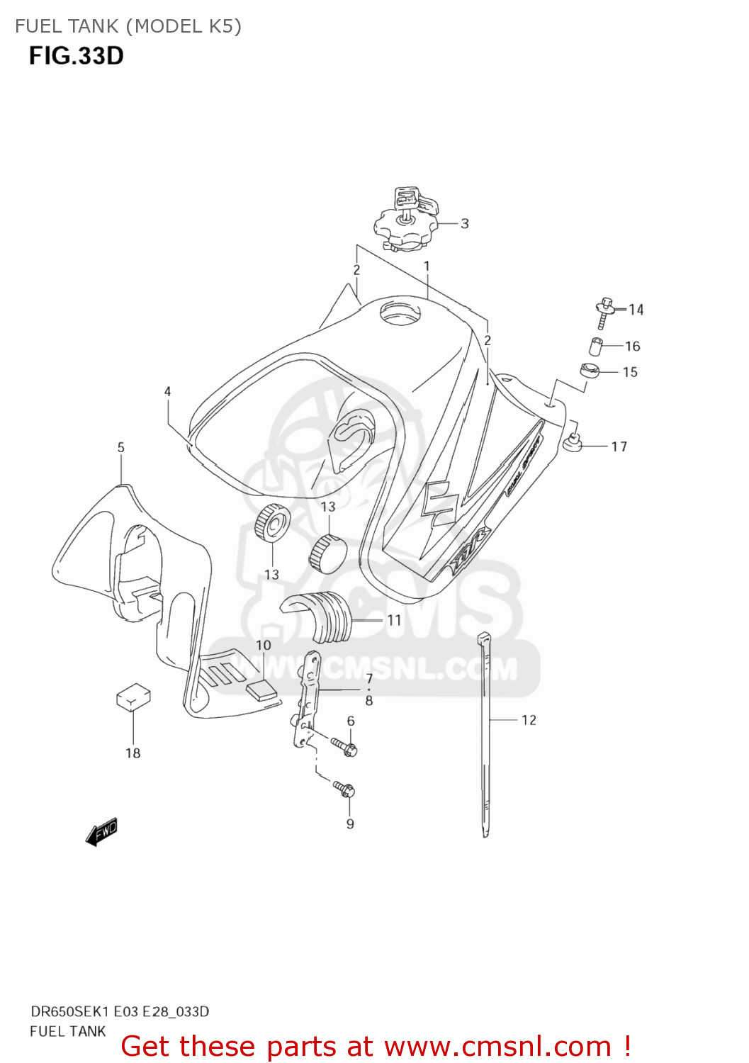 FUEL TANK (MODEL K5) DR650SE 2005 (K5) USA (E03)