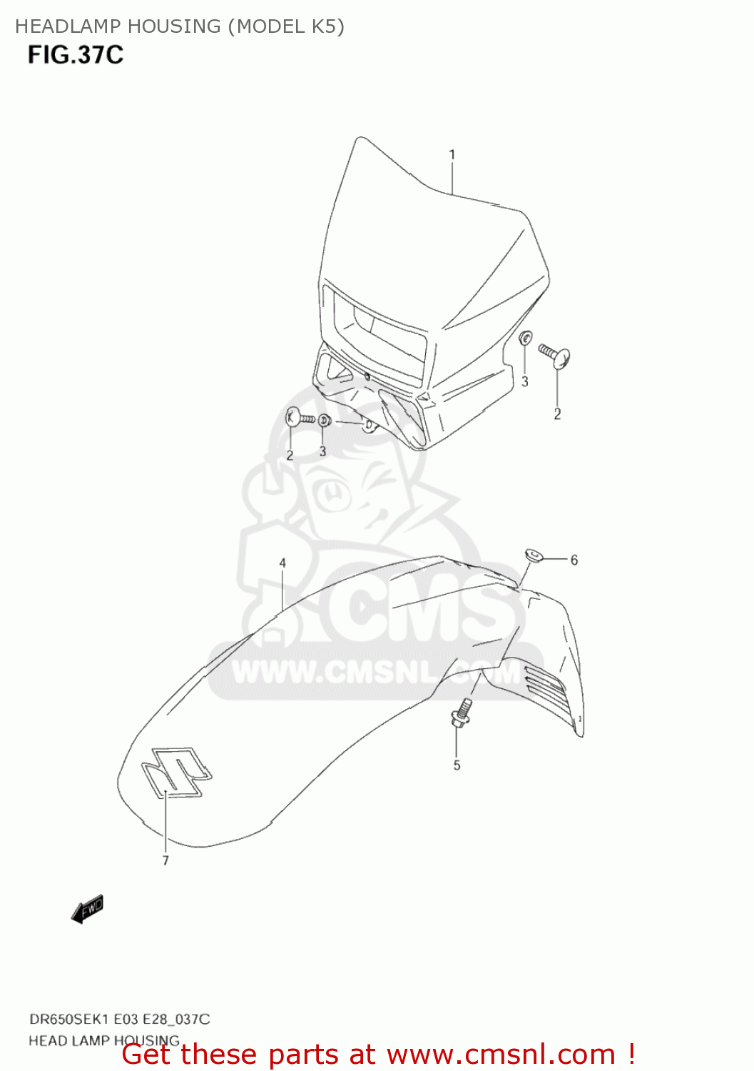 HEADLAMP HOUSING (MODEL K5) DR650SE 2005 (K5) USA (E03)
