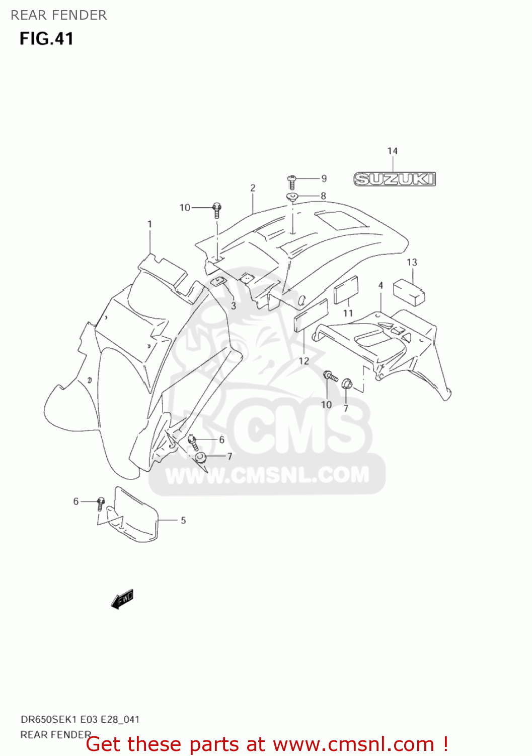 REAR FENDER DR650SE 2005 (K5) USA (E03)