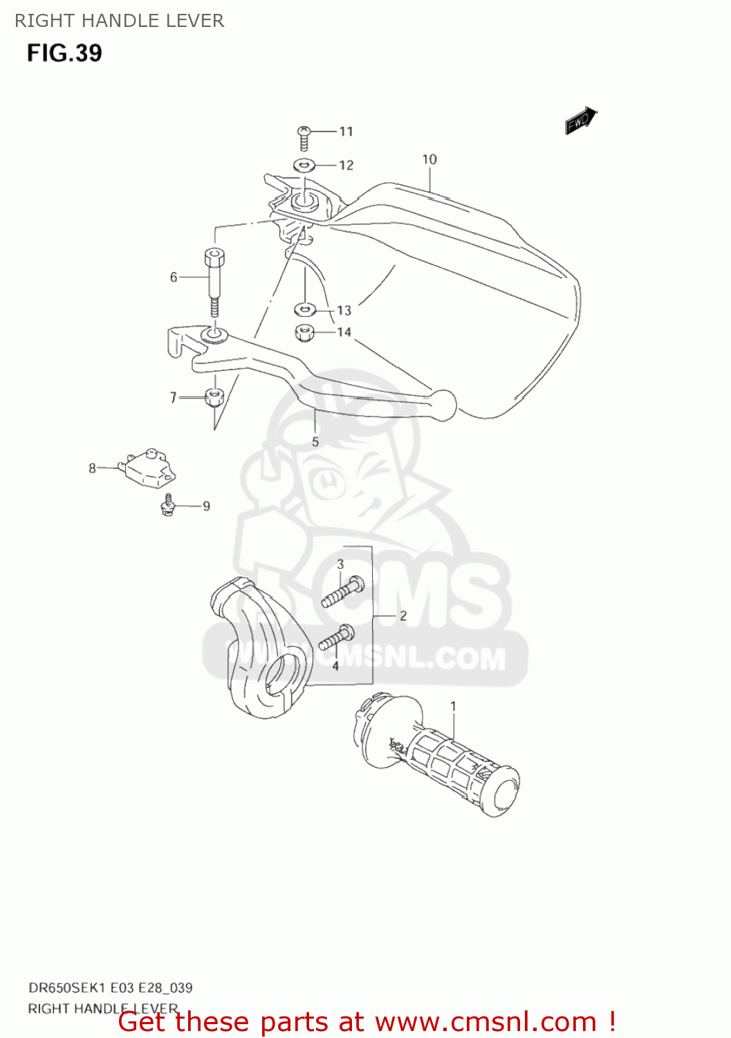 RIGHT HANDLE LEVER DR650SE 2005 (K5) USA (E03)