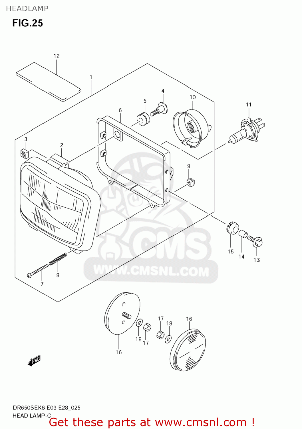 HEADLAMP DR650SE 2006 (K6) USA (E03)