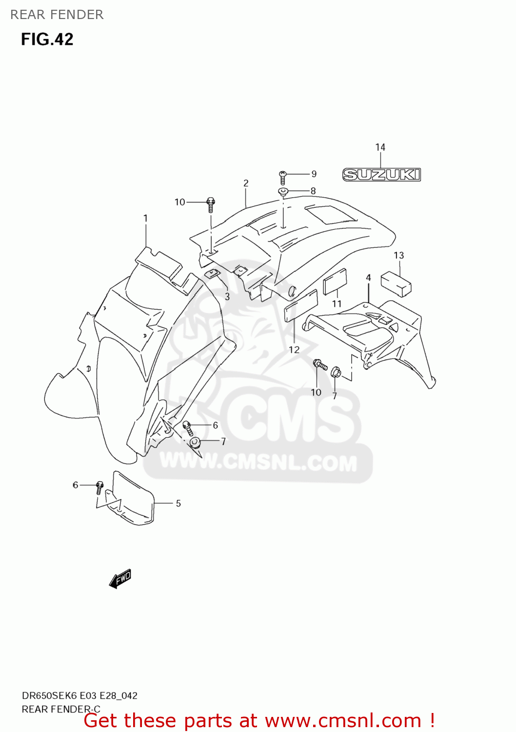 REAR FENDER DR650SE 2006 (K6) USA (E03)
