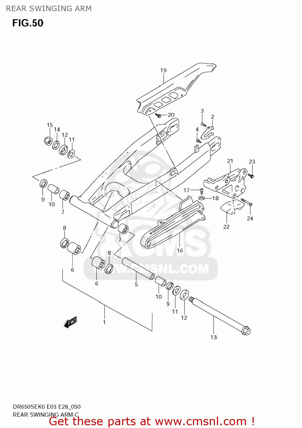 REAR SWINGING ARM DR650SE 2006 (K6) USA (E03)