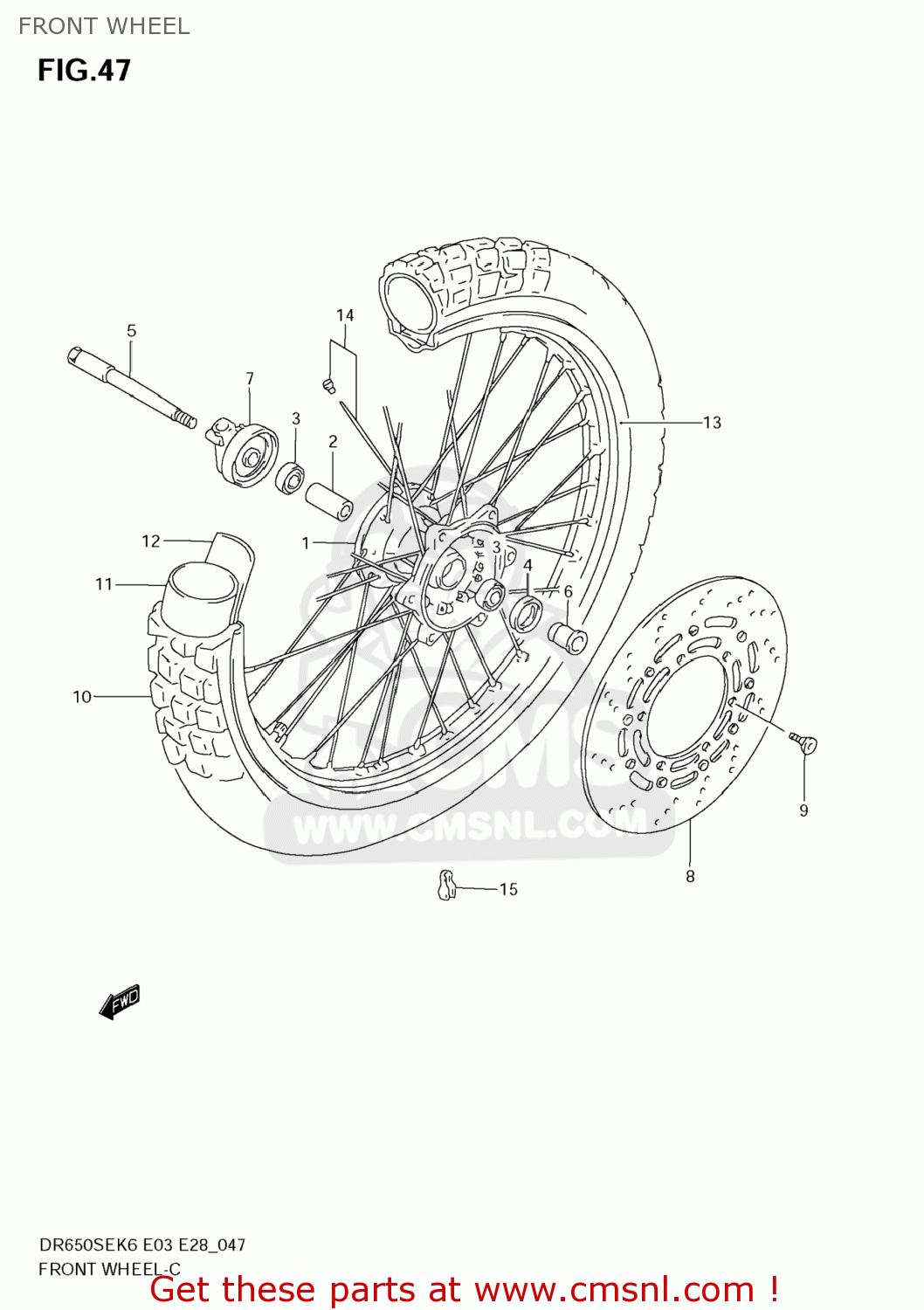FRONT WHEEL DR650SE 2008 (K8) USA (E03)