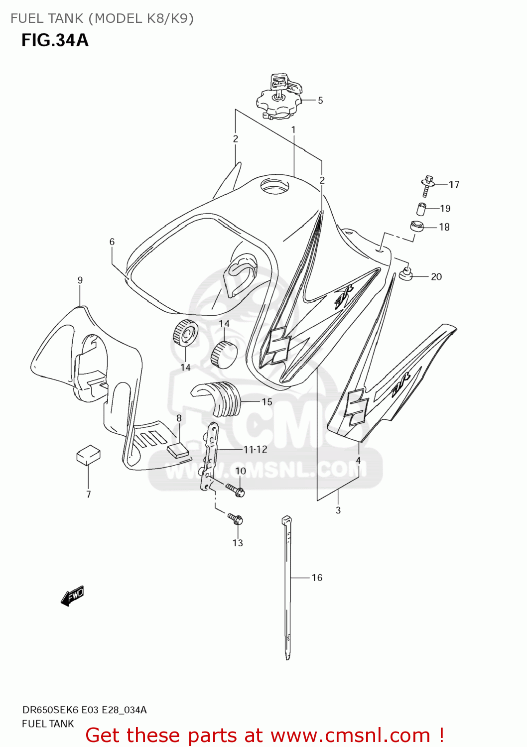 FUEL TANK (MODEL K8/K9) DR650SE 2008 (K8) USA (E03)