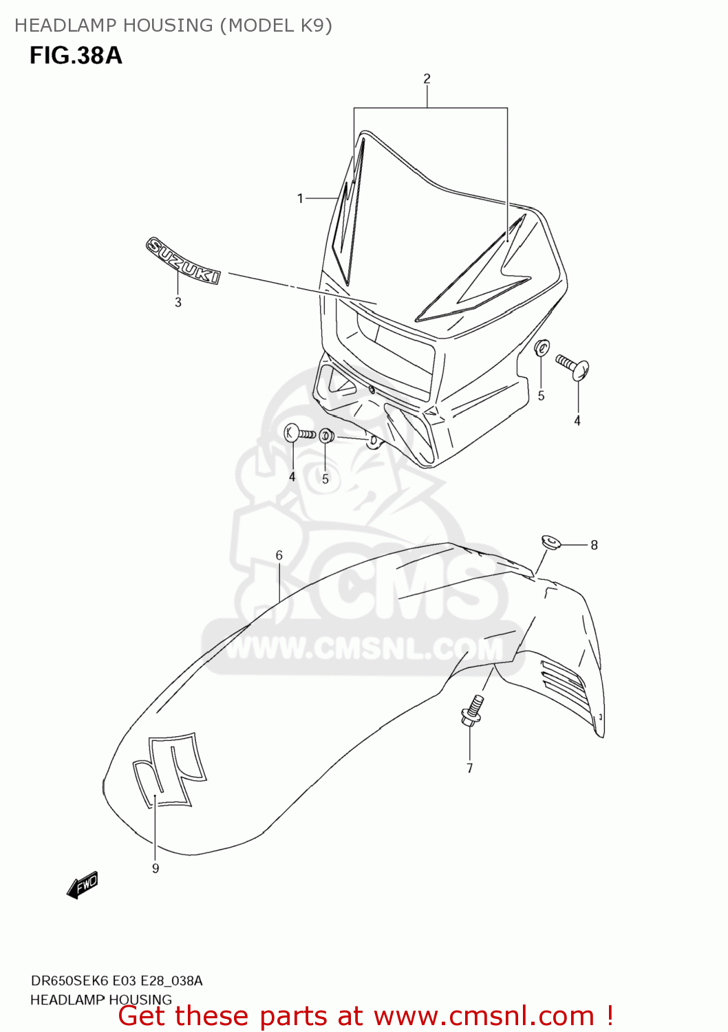 HEADLAMP HOUSING (MODEL K9) DR650SE 2008 (K8) USA (E03)