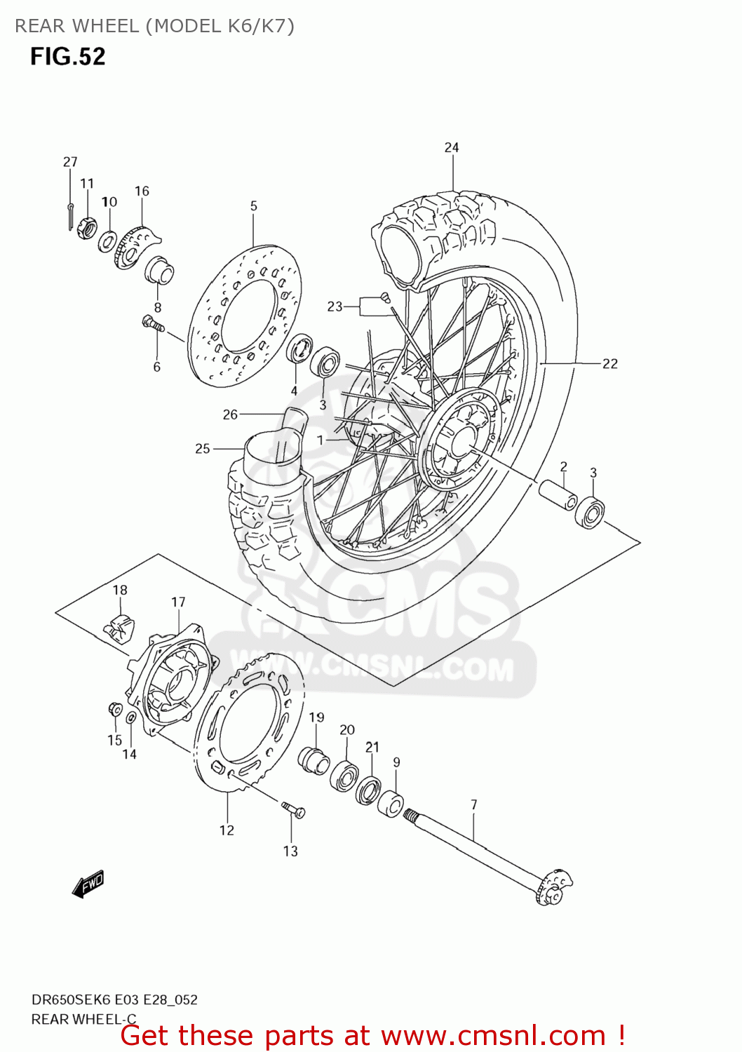 REAR WHEEL (MODEL K6/K7) DR650SE 2008 (K8) USA (E03)