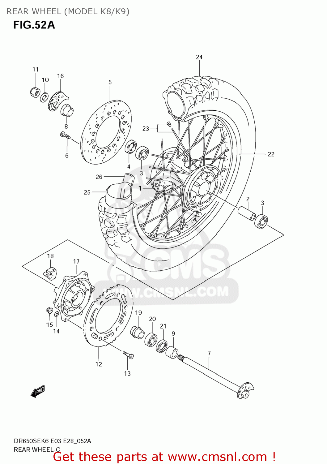 REAR WHEEL (MODEL K8/K9) DR650SE 2008 (K8) USA (E03)