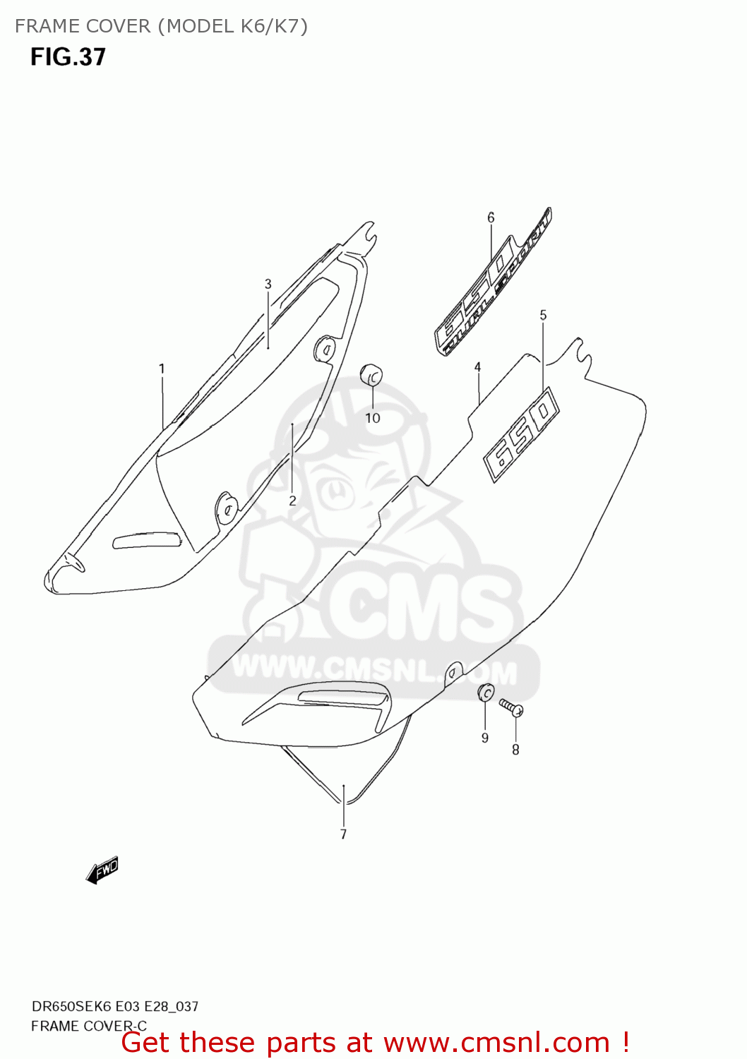 FRAME COVER (MODEL K6/K7) DR650SE 2009 (K9) USA (E03)
