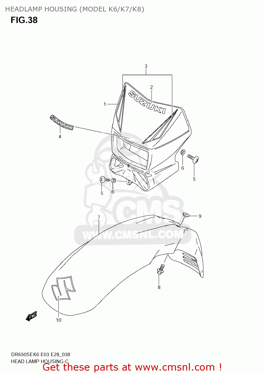 HEADLAMP HOUSING (MODEL K6/K7/K8) DR650SE 2009 (K9) USA (E03)