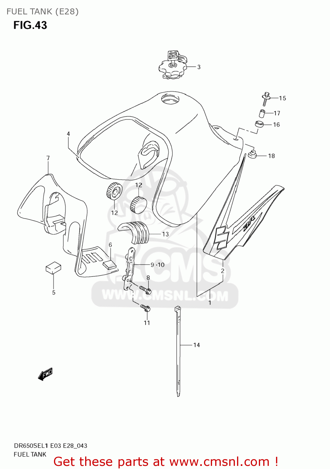 FUEL TANK (E28) DR650SE 2011 (L1) USA (E03)