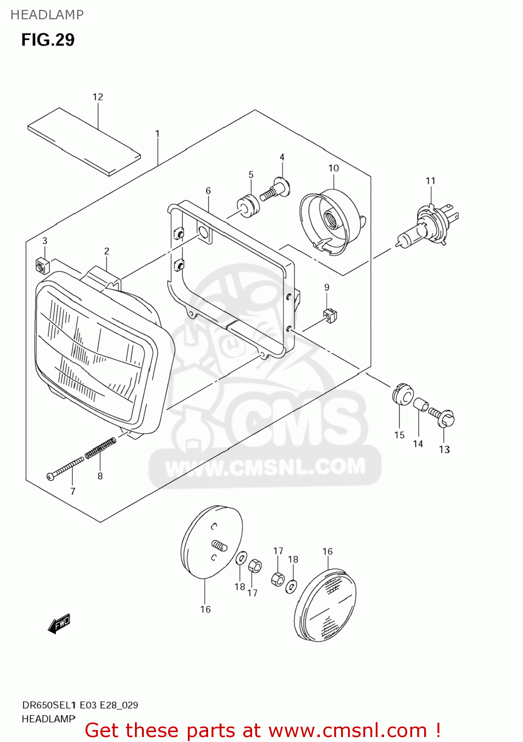 HEADLAMP DR650SE 2011 (L1) USA (E03)