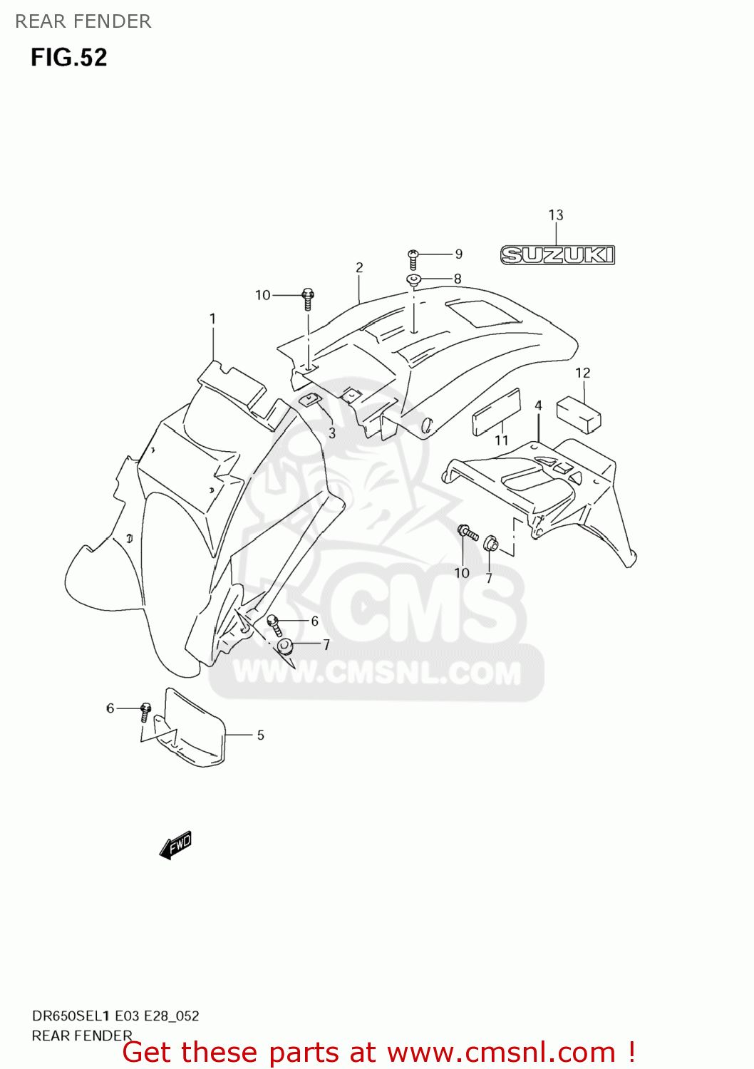 REAR FENDER DR650SE 2011 (L1) USA (E03)