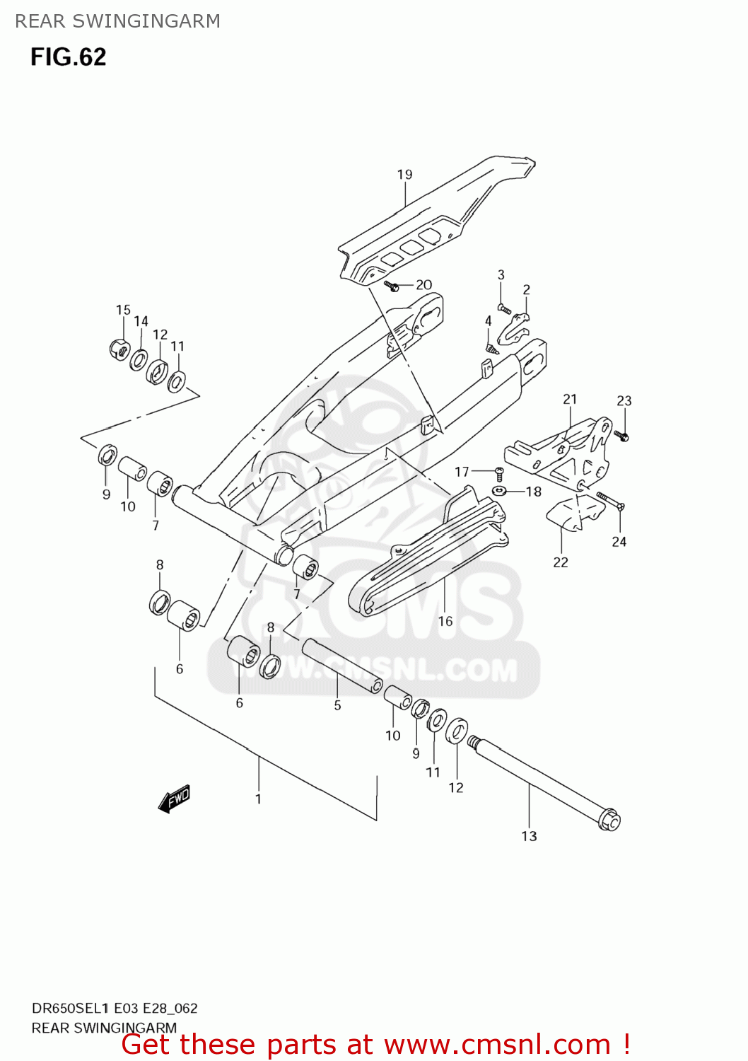 REAR SWINGINGARM DR650SE 2011 (L1) USA (E03)