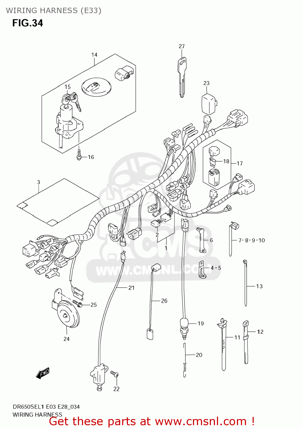 WIRING HARNESS (E33) DR650SE 2011 (L1) USA (E03)