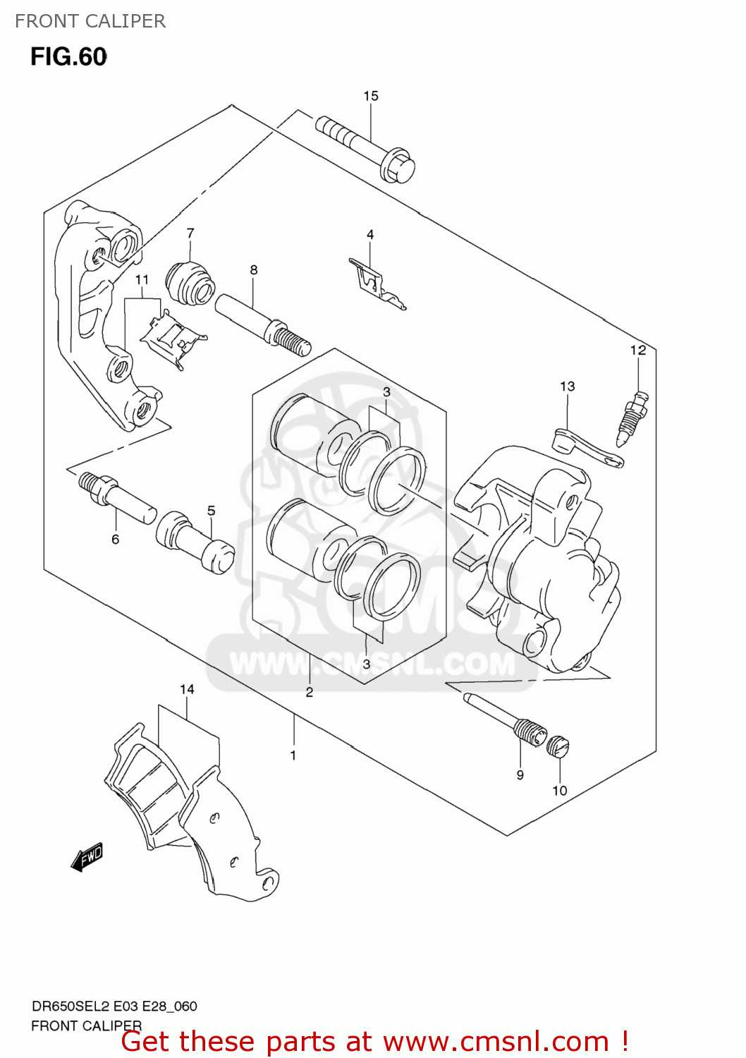 FRONT CALIPER DR650SE 2012 (L2) USA (E03)