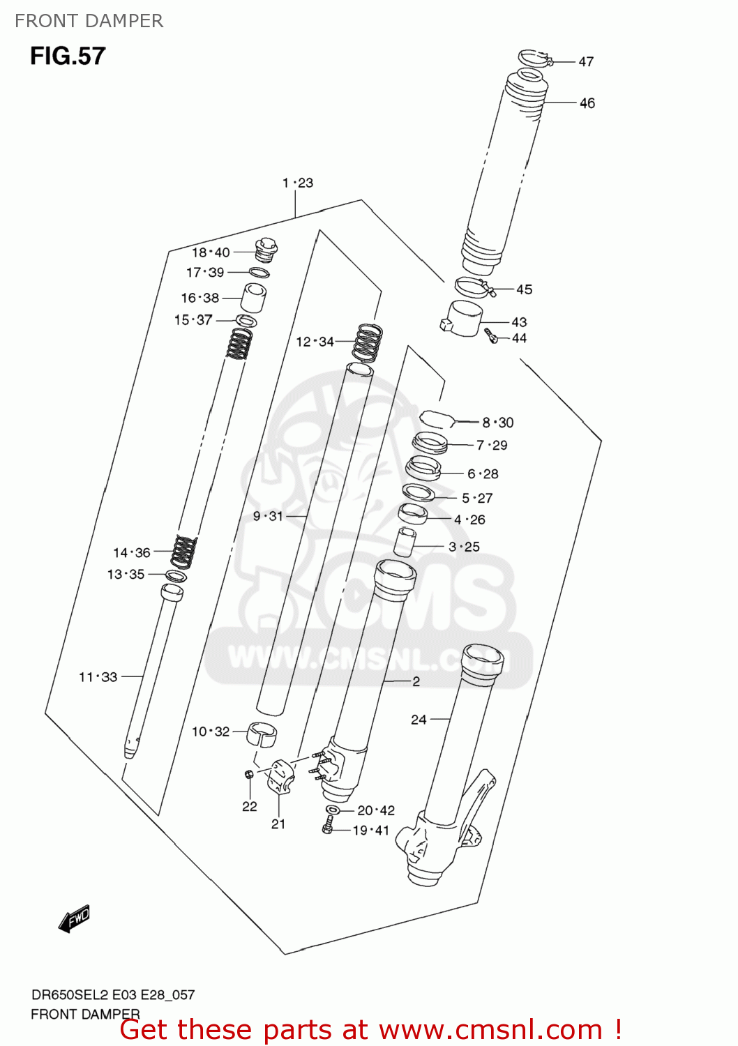 FRONT DAMPER DR650SE 2012 (L2) USA (E03)