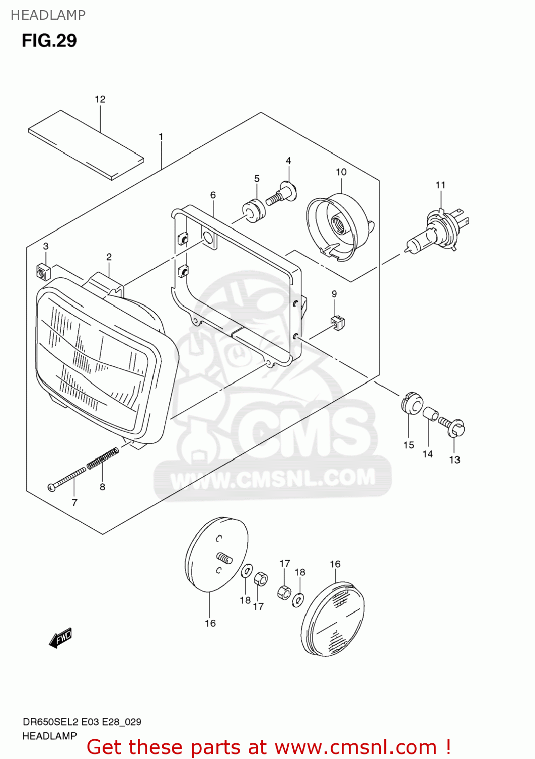 HEADLAMP DR650SE 2012 (L2) USA (E03)