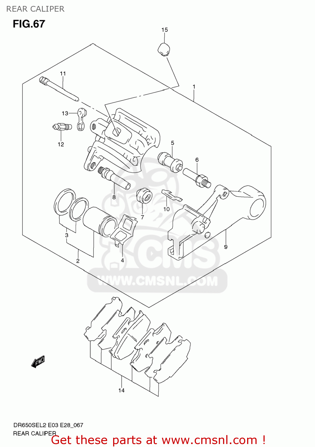 REAR CALIPER DR650SE 2012 (L2) USA (E03)