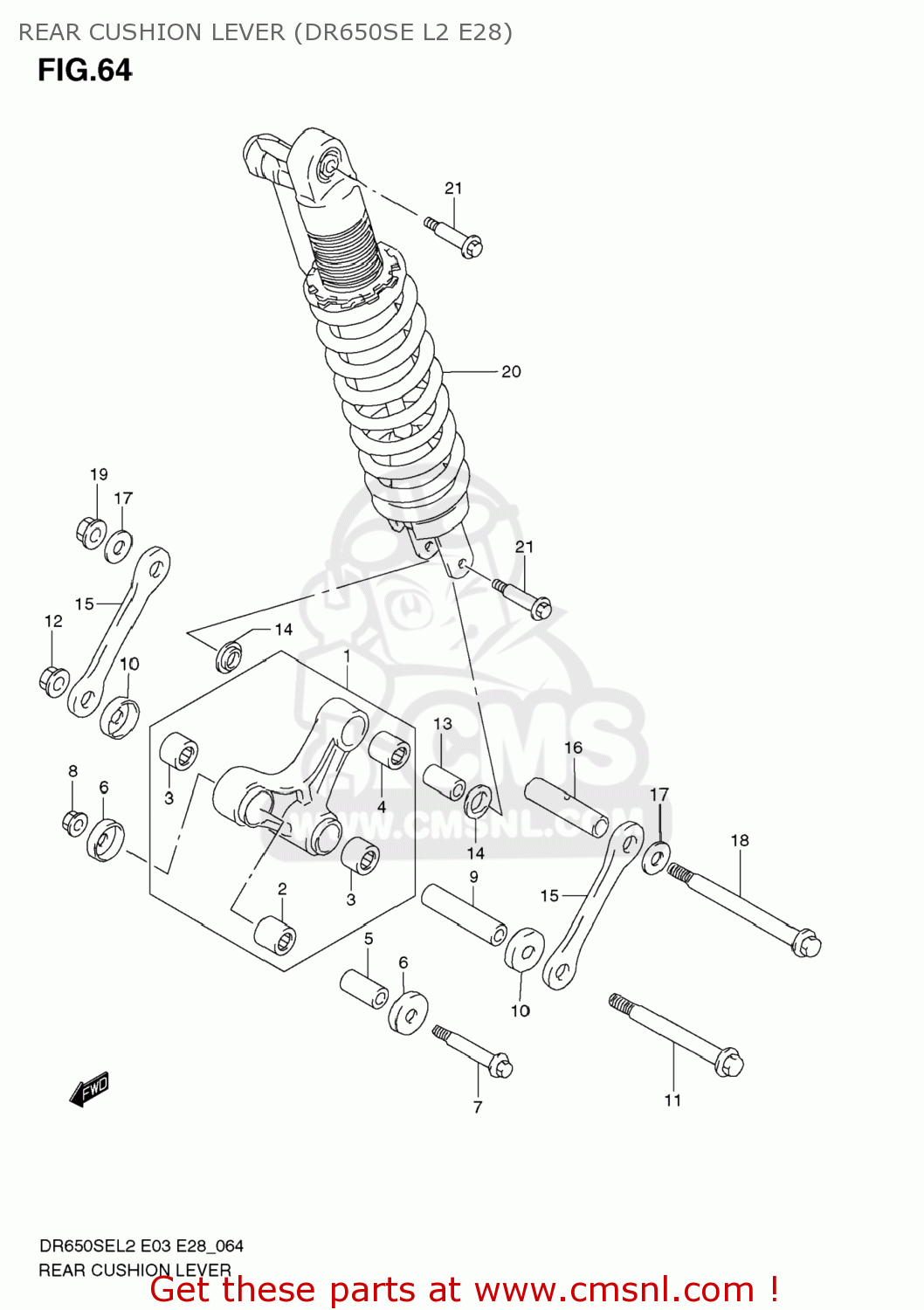 REAR CUSHION LEVER (DR650SE L2 E28) DR650SE 2012 (L2) USA (E03)