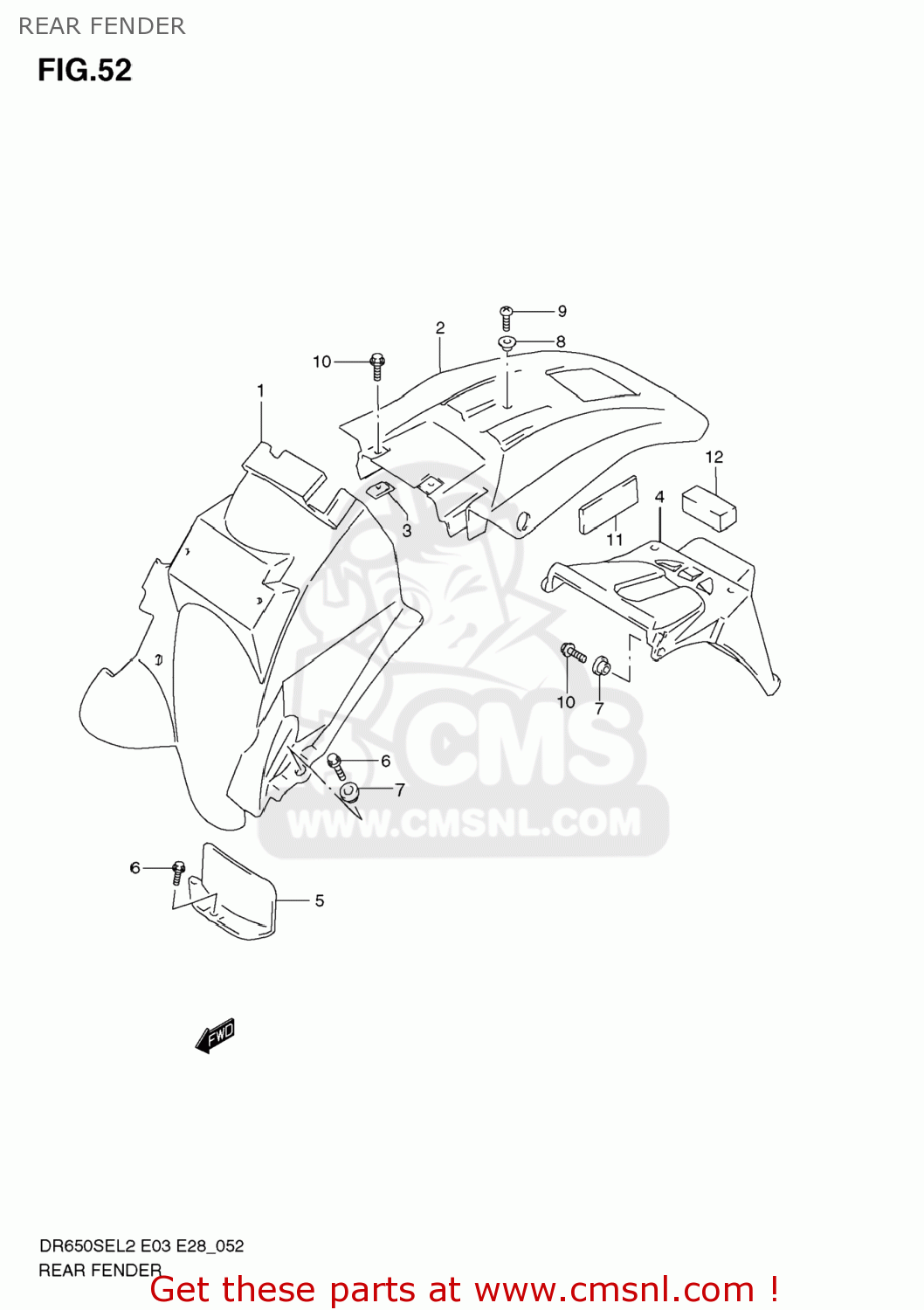 REAR FENDER DR650SE 2012 (L2) USA (E03)