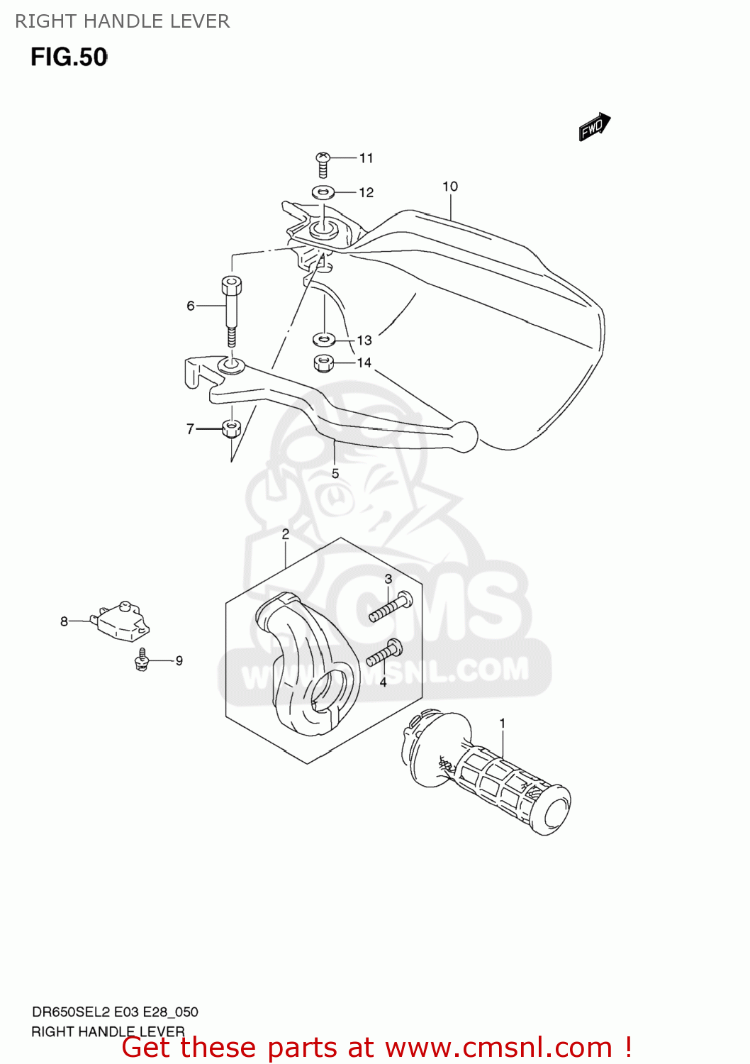 RIGHT HANDLE LEVER DR650SE 2012 (L2) USA (E03)