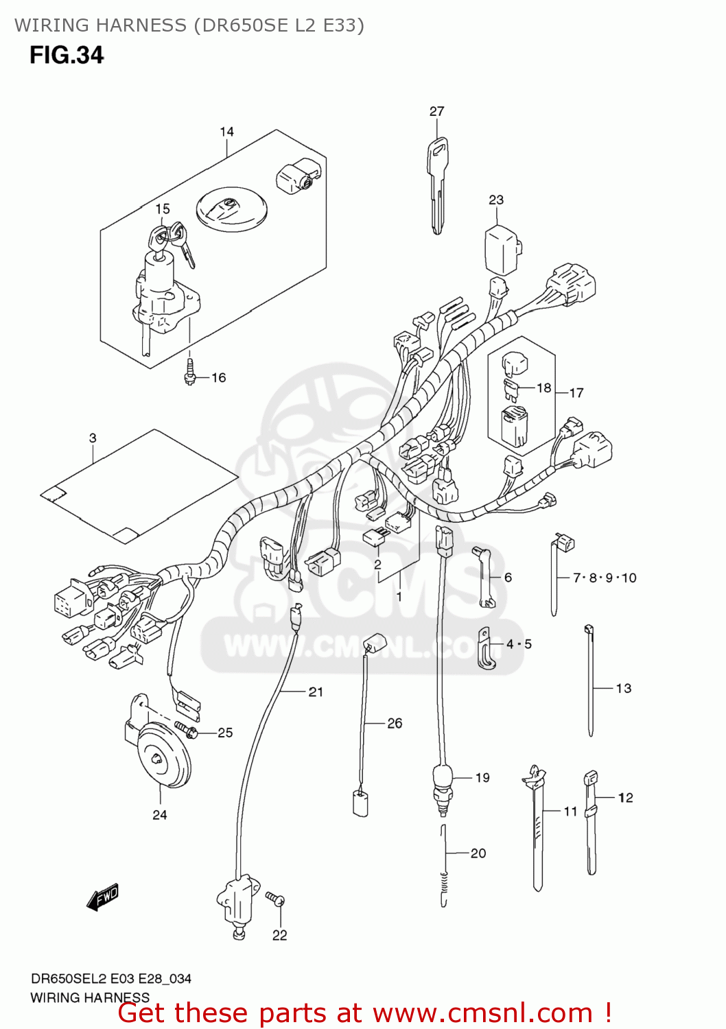 WIRING HARNESS (DR650SE L2 E33) DR650SE 2012 (L2) USA (E03)