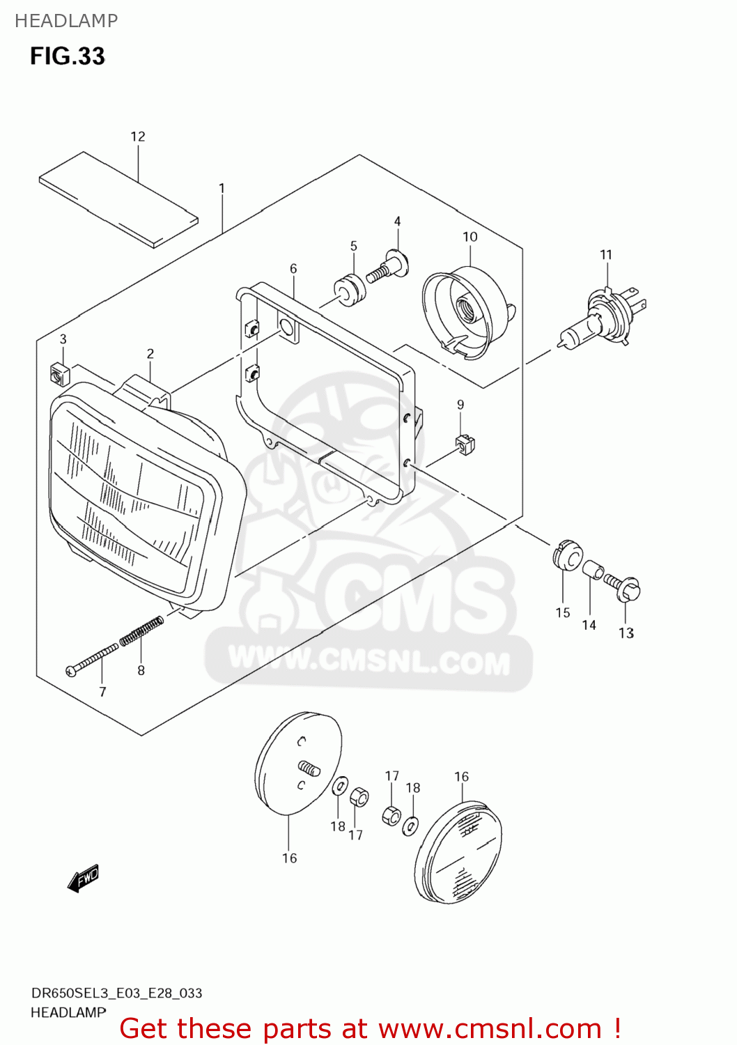 HEADLAMP DR650SE 2013 (L3) USA (E03)
