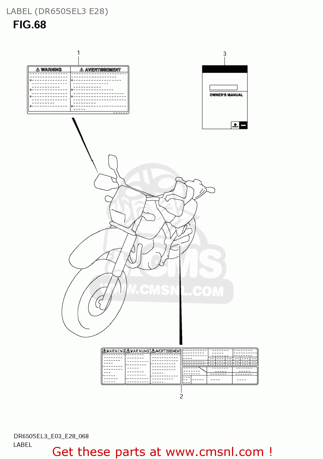 LABEL (DR650SEL3 E28) DR650SE 2013 (L3) USA (E03)