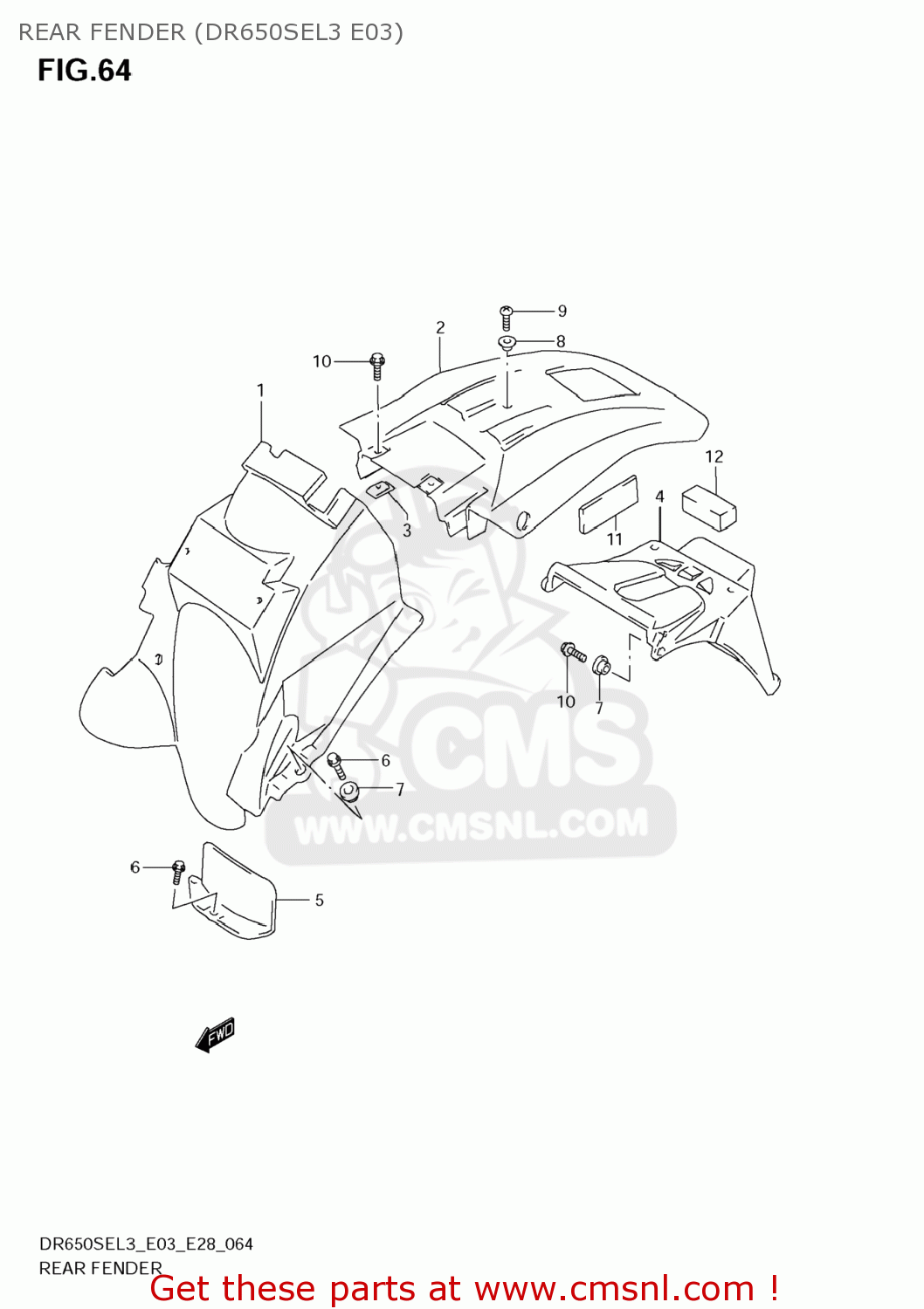 REAR FENDER (DR650SEL3 E03) DR650SE 2013 (L3) USA (E03)