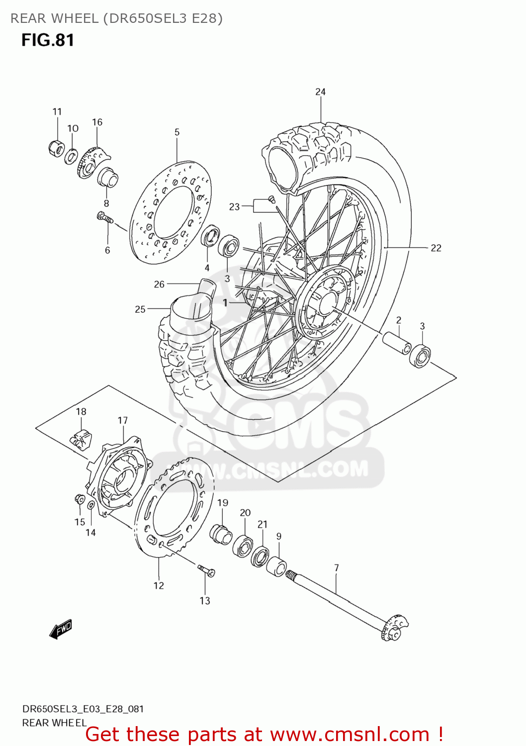 REAR WHEEL (DR650SEL3 E28) DR650SE 2013 (L3) USA (E03)