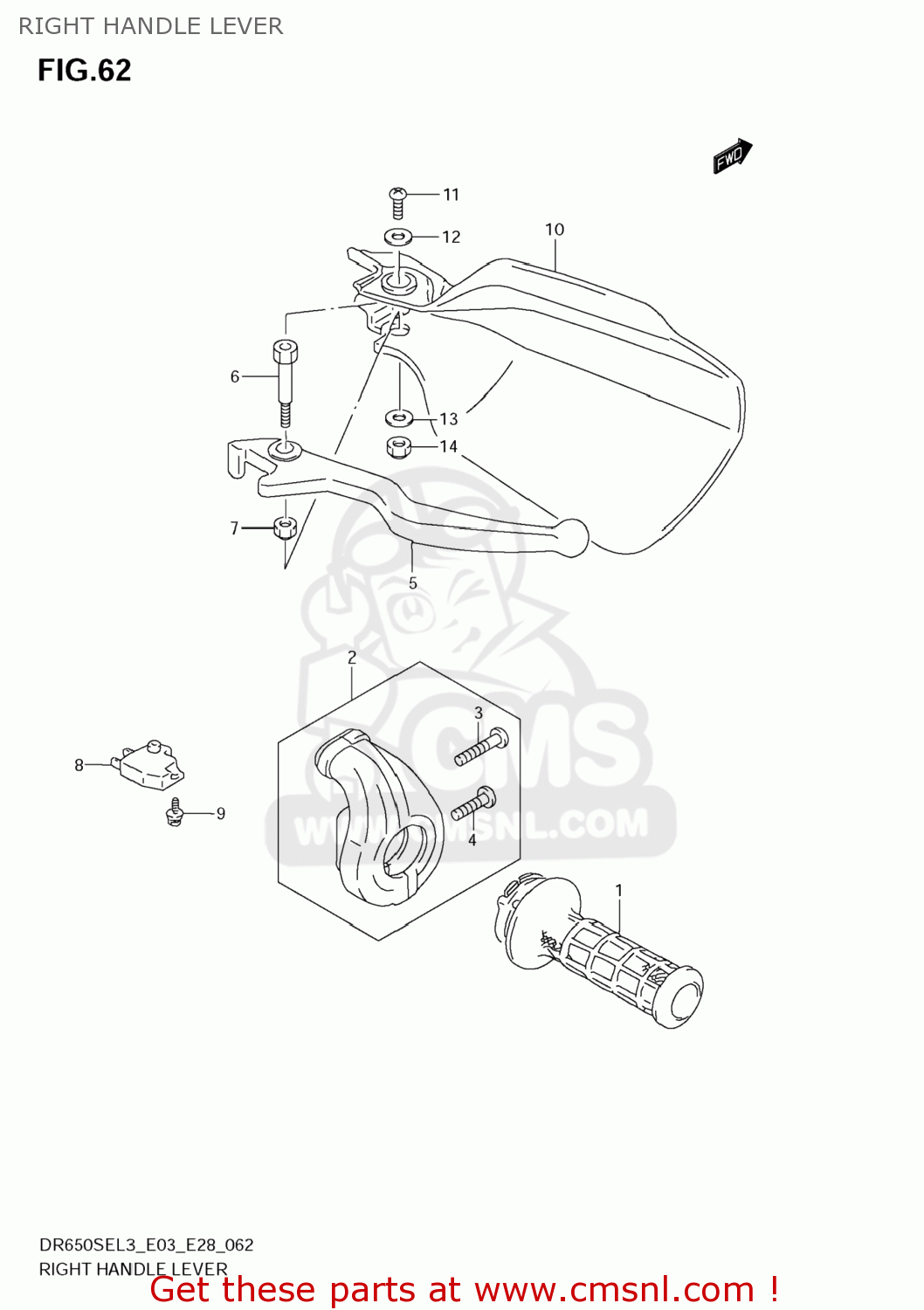 RIGHT HANDLE LEVER DR650SE 2013 (L3) USA (E03)