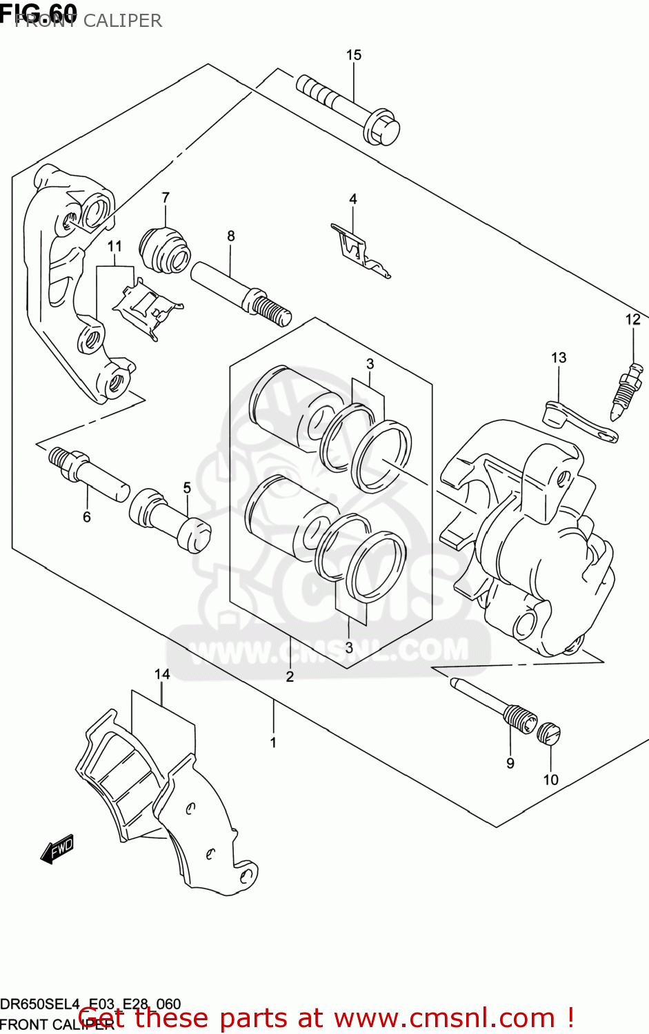 FRONT CALIPER DR650SE 2014 (L4) USA (E03)