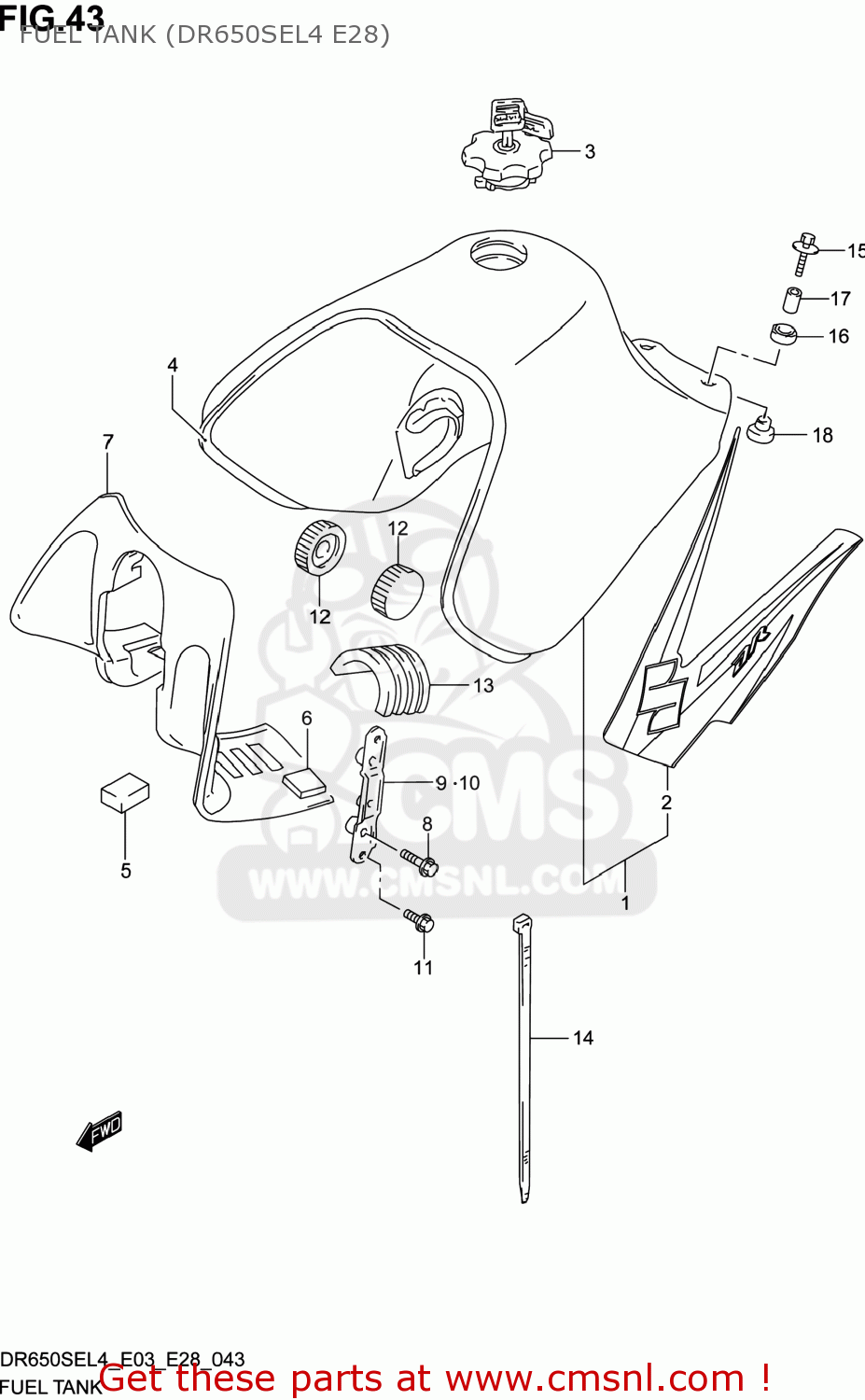 FUEL TANK (DR650SEL4 E28) DR650SE 2014 (L4) USA (E03)
