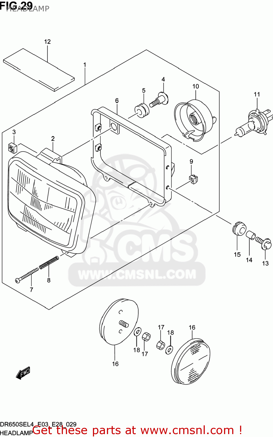 HEADLAMP DR650SE 2014 (L4) USA (E03)